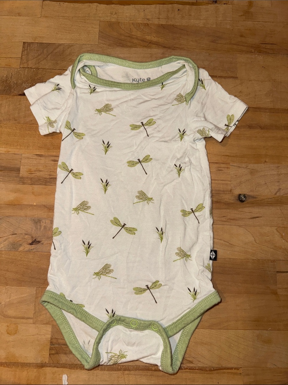 Kyte Baby White One-Piece Bodysuit with Green Dragonfly Print